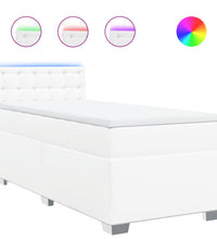 Boxspringbett mit Matratze Weiß 80x200 cm Kunstleder