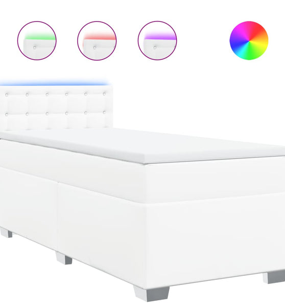 Boxspringbett mit Matratze Weiß 80x200 cm Kunstleder