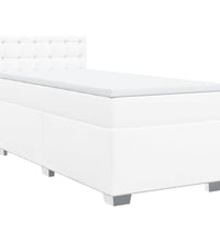 Boxspringbett mit Matratze Weiß 80x200 cm Kunstleder