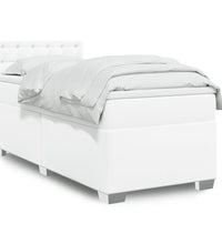 Boxspringbett mit Matratze Weiß 80x200 cm Kunstleder