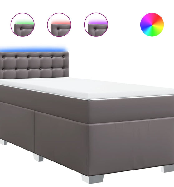 Boxspringbett mit Matratze Grau 80x200 cm Kunstleder