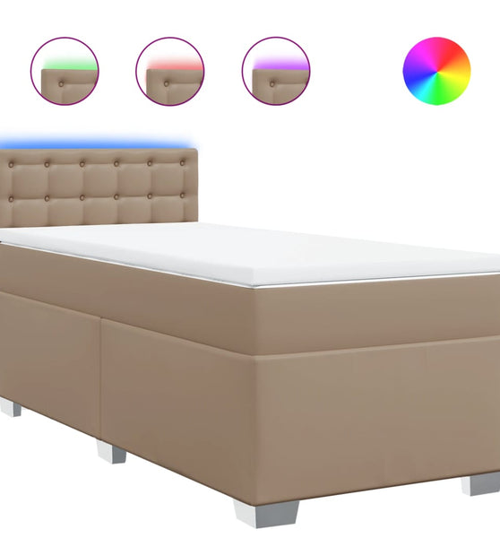Boxspringbett mit Matratze Cappuccino-Braun 80x200cm Kunstleder