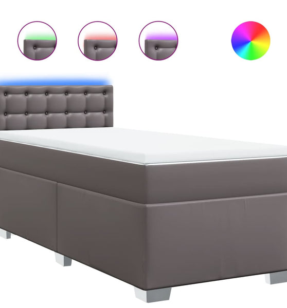Boxspringbett mit Matratze Grau 90x190 cm Kunstleder