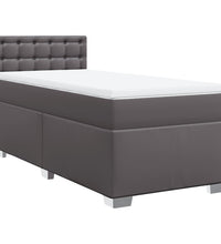 Boxspringbett mit Matratze Grau 90x190 cm Kunstleder