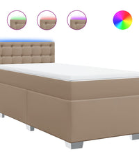 Boxspringbett mit Matratze Cappuccino-Braun 90x190cm Kunstleder
