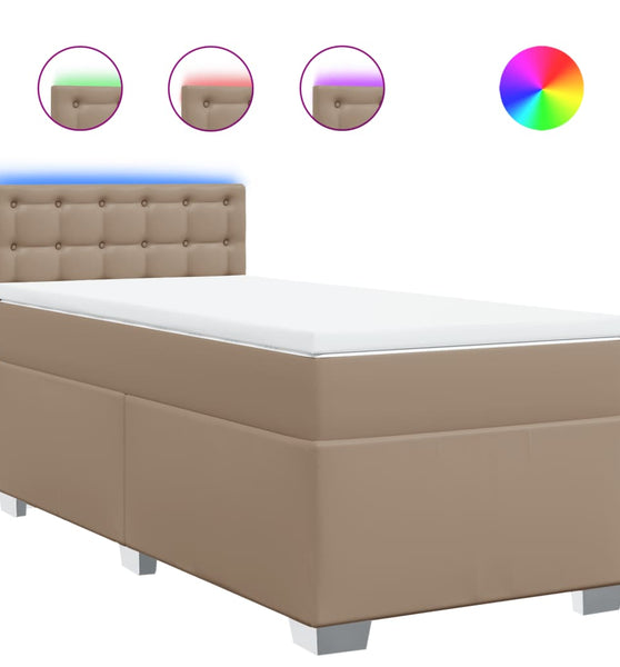 Boxspringbett mit Matratze Cappuccino-Braun 90x190cm Kunstleder
