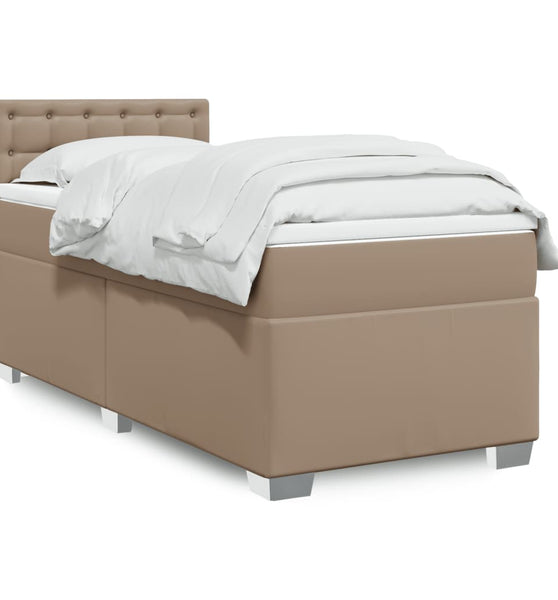 Boxspringbett mit Matratze Cappuccino-Braun 90x190cm Kunstleder