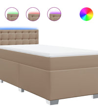 Boxspringbett mit Matratze Cappuccino-Braun 90x200cm Kunstleder