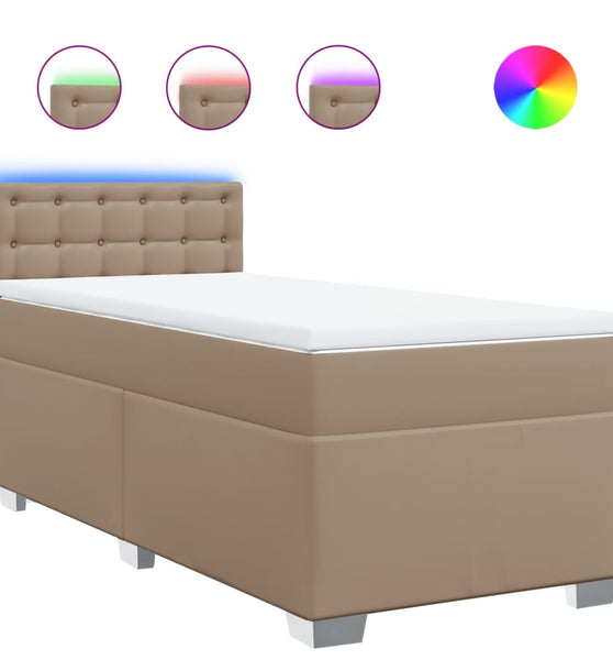 Boxspringbett mit Matratze Cappuccino-Braun 90x200cm Kunstleder