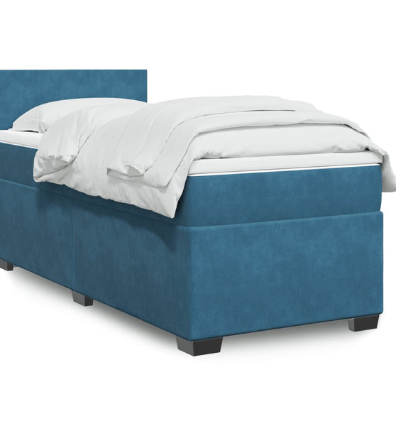 Boxspringbett mit Matratze Blau 80x200 cm Samt