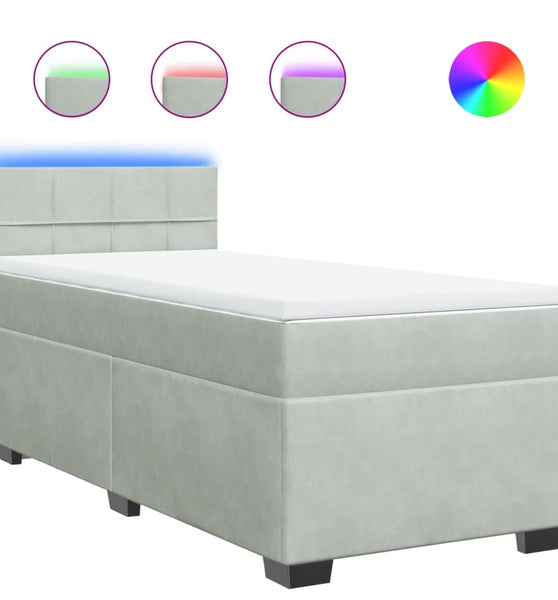 Boxspringbett mit Matratze Hellgrau 80x200 cm Samt