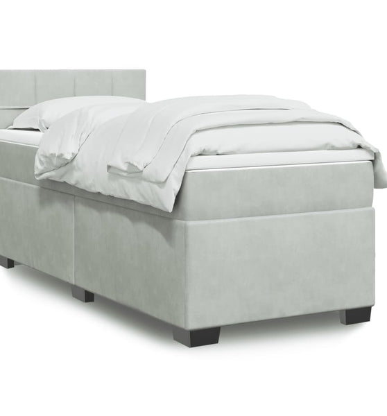 Boxspringbett mit Matratze Hellgrau 80x200 cm Samt