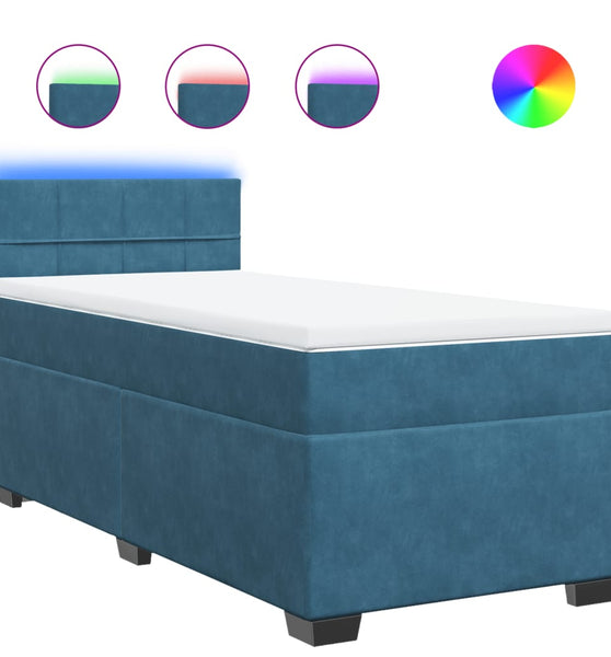 Boxspringbett mit Matratze Blau 80x200 cm Samt