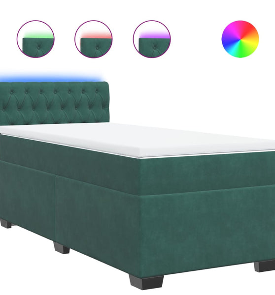 Boxspringbett mit Matratze Dunkelgrün 80x200 cm Samt