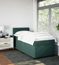 Boxspringbett mit Matratze Dunkelgrün 80x200 cm Samt