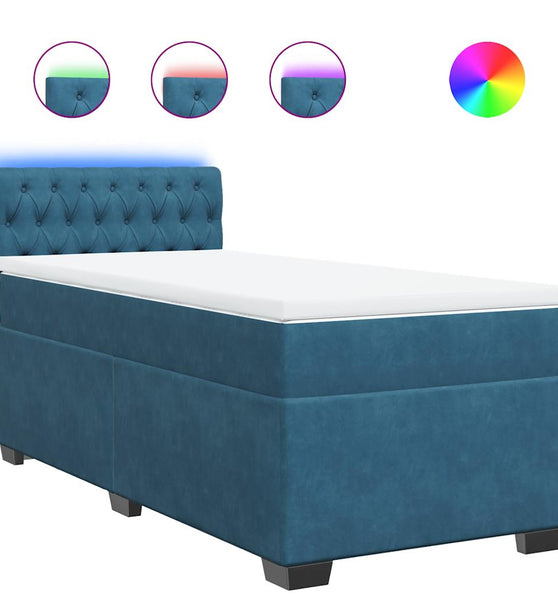 Boxspringbett mit Matratze Blau 80x200 cm Samt