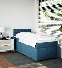 Boxspringbett mit Matratze Blau 80x200 cm Samt
