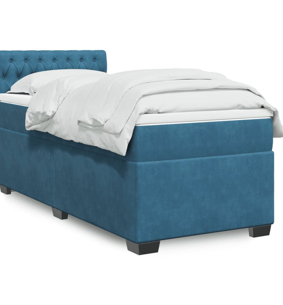 Boxspringbett mit Matratze Blau 80x200 cm Samt