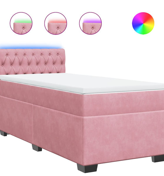 Boxspringbett mit Matratze Rosa 80x200 cm Samt