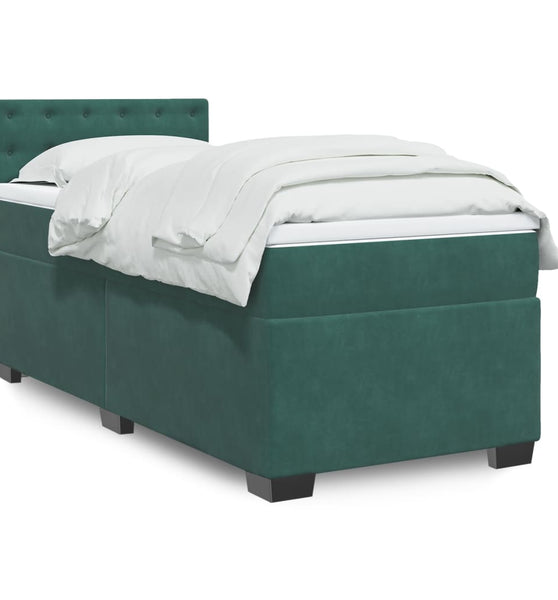 Boxspringbett mit Matratze Dunkelgrün 80x200 cm Samt