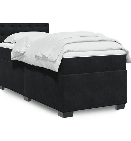 Boxspringbett mit Matratze Schwarz 90x190 cm Samt
