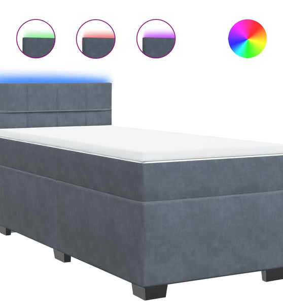 Boxspringbett mit Matratze Dunkelgrau 90x190 cm Samt