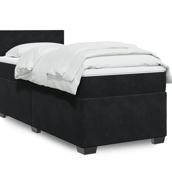 Boxspringbett mit Matratze Schwarz 90x200 cm Samt