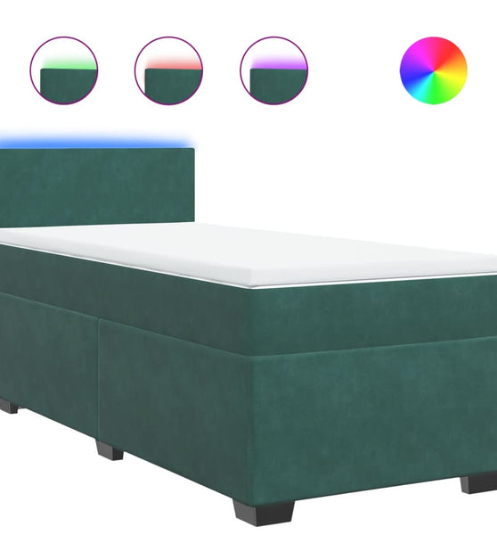 Boxspringbett mit Matratze Dunkelgrün 90x200 cm Samt