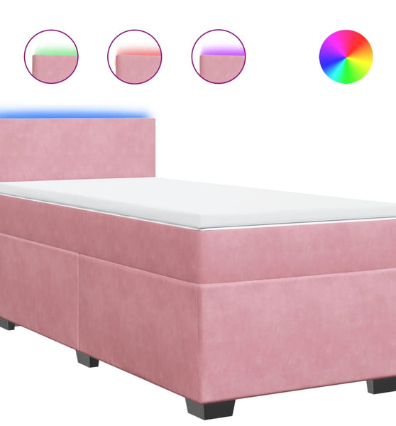 Boxspringbett mit Matratze Rosa 90x200 cm Samt