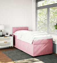 Boxspringbett mit Matratze Rosa 90x200 cm Samt