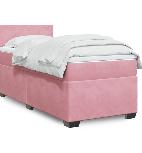 Boxspringbett mit Matratze Rosa 90x200 cm Samt