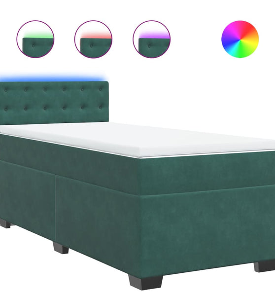 Boxspringbett mit Matratze Dunkelgrün 90x200 cm Samt