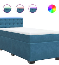 Boxspringbett mit Matratze Blau 90x200 cm Samt