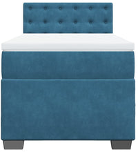 Boxspringbett mit Matratze Blau 90x200 cm Samt