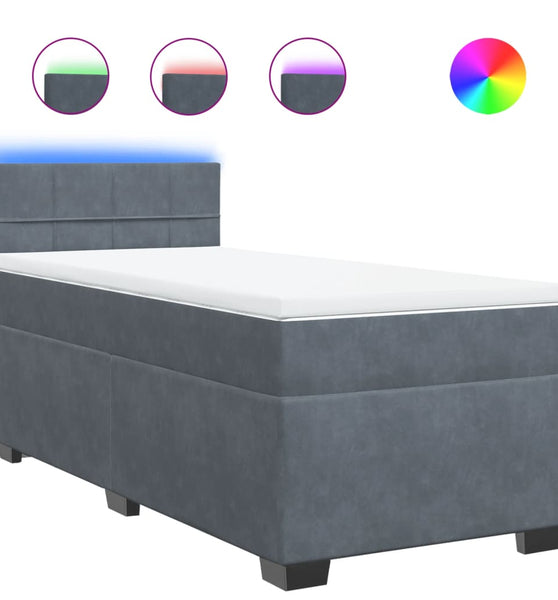 Boxspringbett mit Matratze Dunkelgrau 90x200 cm Samt