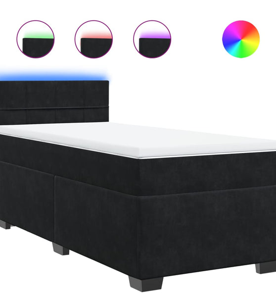 Boxspringbett mit Matratze Schwarz 90x200 cm Samt
