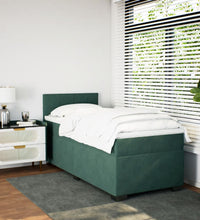 Boxspringbett mit Matratze Dunkelgrün 90x200 cm Samt
