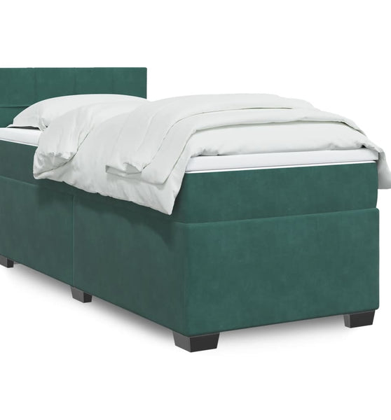 Boxspringbett mit Matratze Dunkelgrün 90x200 cm Samt