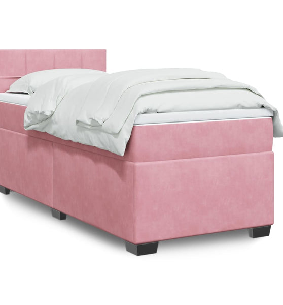 Boxspringbett mit Matratze Rosa 90x200 cm Samt