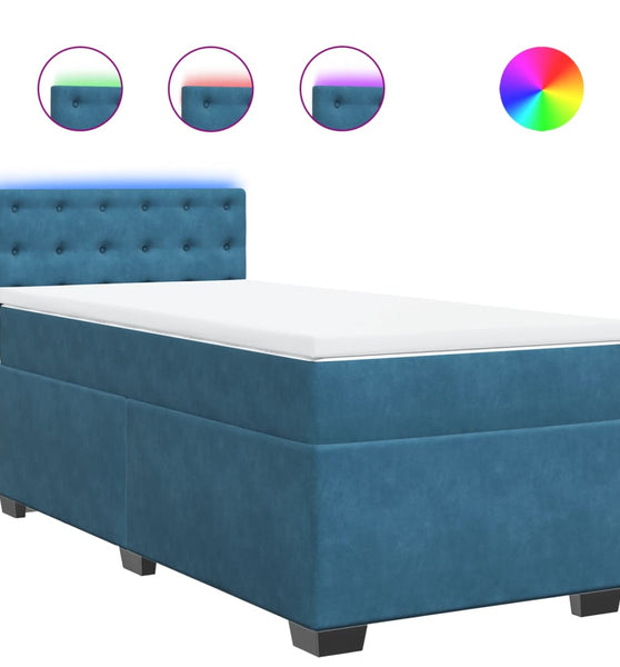 Boxspringbett mit Matratze Blau 100x200 cm Samt