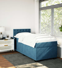 Boxspringbett mit Matratze Blau 100x200 cm Samt