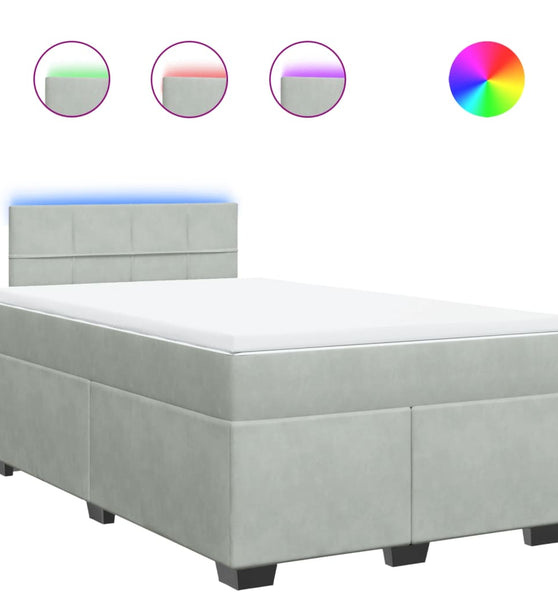 Boxspringbett mit Matratze Hellgrau 120x190 cm Samt