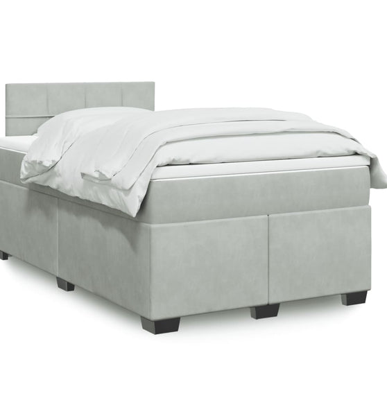 Boxspringbett mit Matratze Hellgrau 120x190 cm Samt