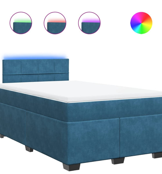 Boxspringbett mit Matratze Blau 120x190 cm Samt