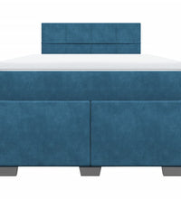 Boxspringbett mit Matratze Blau 120x190 cm Samt