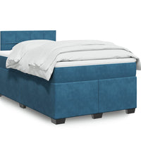 Boxspringbett mit Matratze Blau 120x190 cm Samt