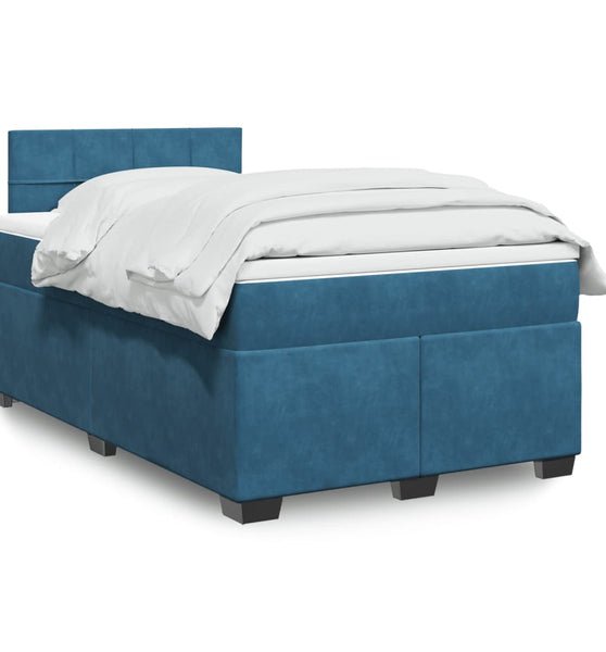 Boxspringbett mit Matratze Blau 120x190 cm Samt