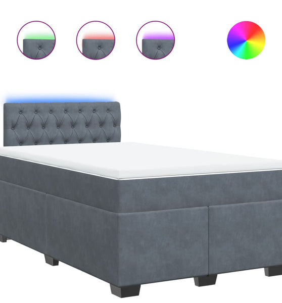Boxspringbett mit Matratze Dunkelgrau 120x190 cm Samt