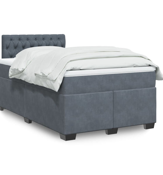 Boxspringbett mit Matratze Dunkelgrau 120x190 cm Samt
