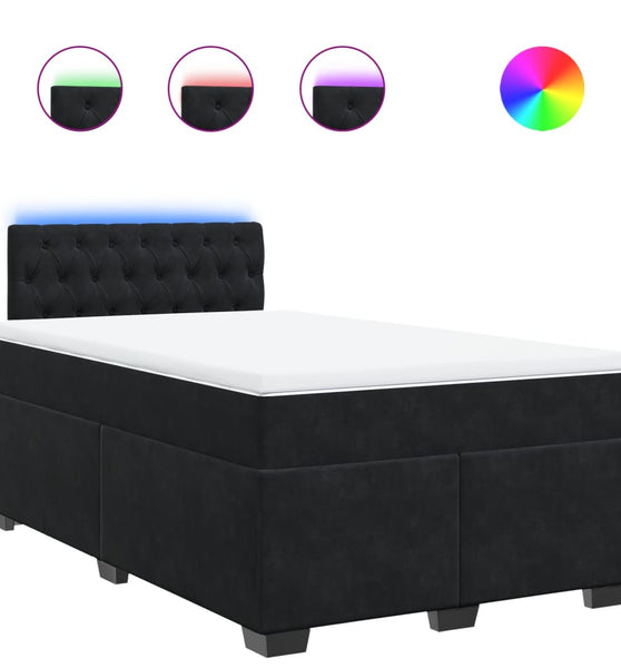 Boxspringbett mit Matratze Schwarz 120x190 cm Samt